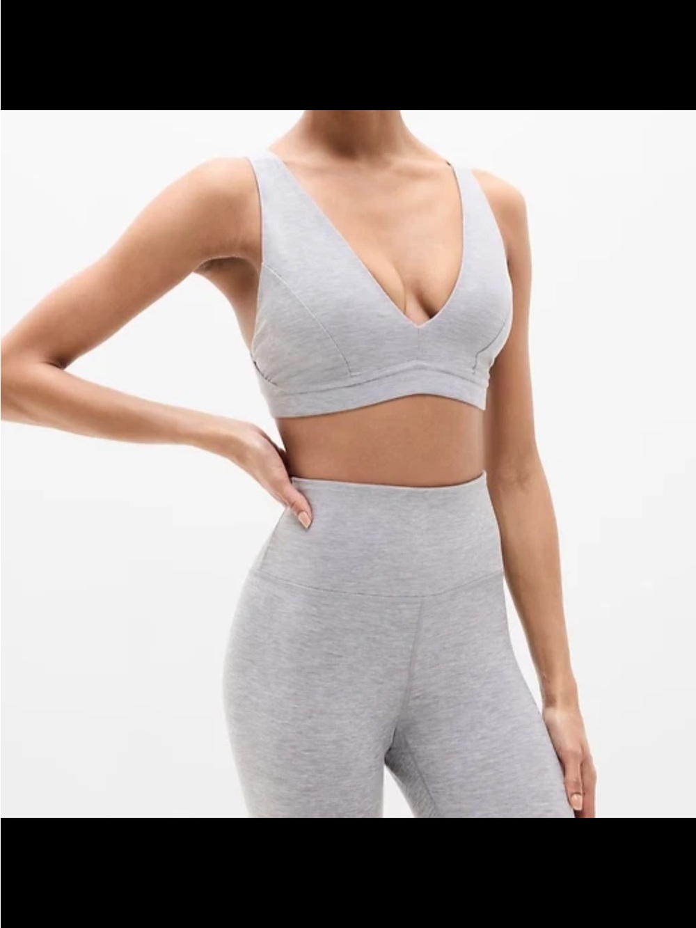 Athleta Light Gray V-Neck Seamless Bralette sports bras nwt soft luxe XS A-C new